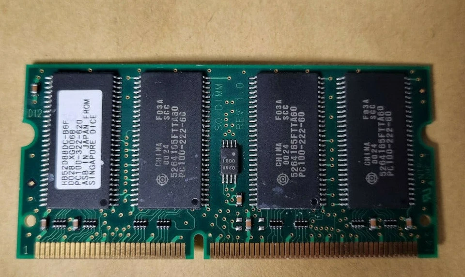 ASB 64MB 144 pin SO-DIMM SDRAM 100MHz USED - Image 1 of 1