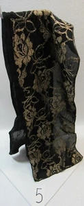 Lace Head Neck Scarf Black & Gold Vintage - Picture 1 of 4