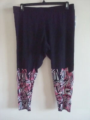 Ladies Plus Graphic  Yoga Cropped  Pants Black Size 1X NEW - Image 1 of 2