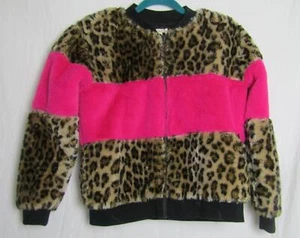 TUCKER & TATE GIRLS ANIMAL PRINT PINK FAUX FUR JACKET SZ XL(14/16) EUC DH1018 - Picture 1 of 3