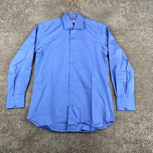 Modena Contemporary Fit Dress Shirt Men's Size 15 Blue Long Sleeve Cotton Blend - Picture 1 of 7