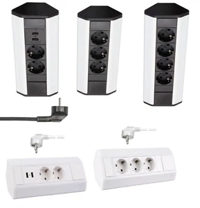 Ecksteckdose Einbausteckdose Steckdosenleiste Steckerleiste USB Schukosteckdose - Bild 1 von 20