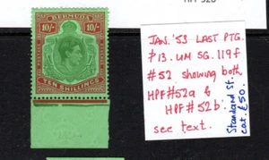 BERMUDA- 1938-53 10s yellow green and carmine on green-MNH SG119f with flaws - Picture 1 of 2
