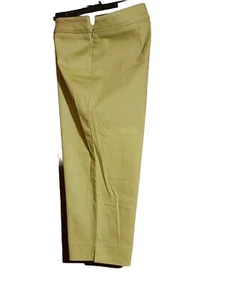 CHAUS NEW YORK WOMENS CROP PANTS  SIZE 14  CLR WILLOW GREEN STRGT WAIST SIDE ZIP - Picture 1 of 7