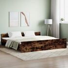 Industrial Rustic Smoked Oak Wooden Super King Size Bed Frame With Headboard