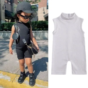 Toddler Infant Baby Girls Clothes Solid Jumper Bodysuit Romper One Piece Outfit - Picture 1 of 14