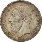 [#856596] BELGIUM, 50 Centimes, 1866, KM #26, EF(40-45), Silver, 2.44