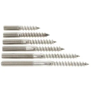 M6 M8 M10 A2 STAINLESS STEEL WOOD TO METAL DUAL THREAD DOWEL SCREWS HANGER BOLTS - Picture 1 of 1