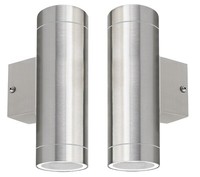 2 x Stainless Steel Double Outdoor Wall Light IP65 Up/Down Wall Light ZLC02