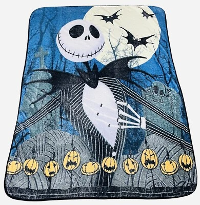 Jack Skellington Disney Nightmare Before Christmas TNBC Plush Blanket 61" x 46" - Image 1 of 4
