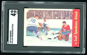 Jacques Plante RC Year Leaf speedsters attack 1955-56 Parkhurst #75 SGC 4 VG-EX - Picture 1 of 2
