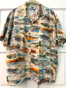 Camisa Matt Rider Southern California Landmarks Hawaiian Botón Frontal ~ Para Hombre M - Imagen 1 de 7