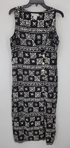 Express Campagnie Internationale Kleid Damen 12 Ärmellos Schwarz Azteken Vintage - Bild 1 von 8