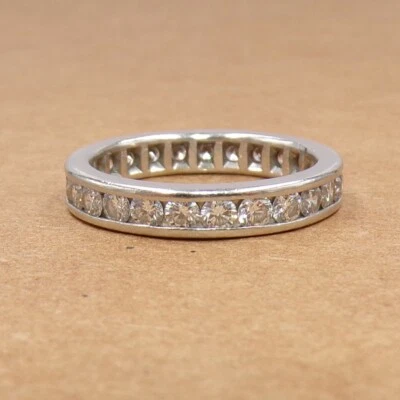 Channel Set 1.25ctw Diamond Wedding Anniversary Eternity Platinum Ring SZ 6 FZ - Image 1 of 3