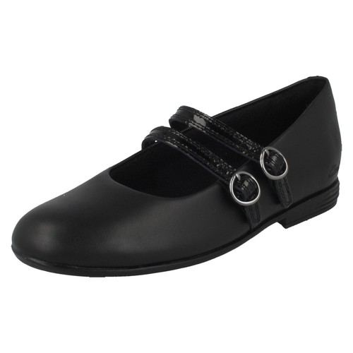 Scarpe scuola bambina Clarks 'Finja Bar O' in pelle nera con cinturino Mary Jane