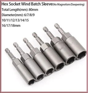 Non-Magnetic Hex Socket Wind Batch Sleeve Drill Bits Adapter Deepen Dia 6mm~18mm - Picture 1 of 12