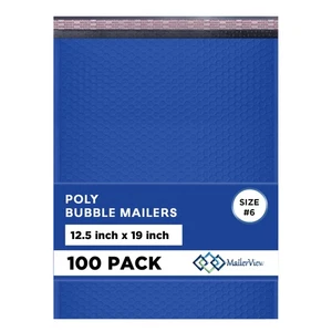 Royal Blue 12.5x19.5 Inch Large Poly Bubble Mailers #6 | Padded Envelopes with S - Afbeelding 1 van 8