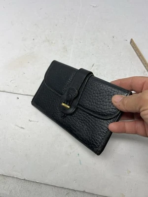 Vtg. Dooney & Bourke Black Leather Trifold Wallet With Silver Buckle Closure - Image 1 of 4