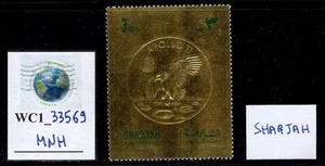 WC1_33569 UN. ARAB EMIR.: SHARJAH. 1969 GOLD plated APOLLO 11 stamp. MNH - Picture 1 of 1