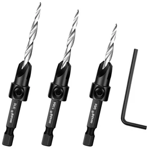 Set di punte da trapano svasate per legno #6#8#10-3 pezzi punte coniche HSS M2 con...  - Foto 1 di 7