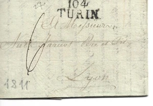 FRANCE 1811 TURIN TO LYON PRE STAMP LETTER 622(ZZ432) - Picture 1 of 1