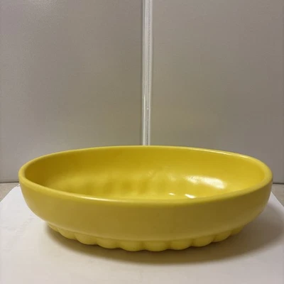 Vintage Haeger USA 73 Pottery Oval Ceramic Console Bowl Yellow - Image 1 of 4