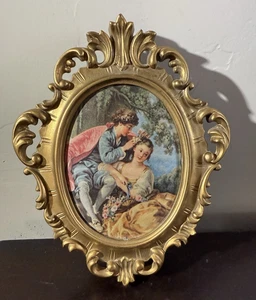 Wandbehang gerahmter Seidendruck Spieluhr Prinzessin Kunst Made in West Germany Vintage - Bild 1 von 9