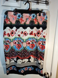 Boho Midi Rock Pull On Stretchy Waist - Gr. 2X Asiatisches Blumenmuster Strand Sum - Bild 1 von 6