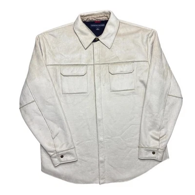 Tommy Hilfiger Ivory Cream Faux Suede Fleece Lined Shirt Jacket Size Large - Image 1 of 4