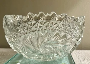 Vintage LE Smith Clear Crystal bowl Comet in the Stars Pinwheel pattern - Picture 1 of 5