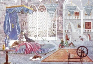 SLEEPING BEAUTY By Jean~Ron Henry DUFEX FOIL~Shiny 4X6 Modern FJ WARREN Postcard - Picture 1 of 2