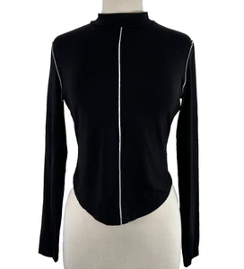 Top tejido Reformation Stacey cuello falso corto para mujer talla M negro blanco tallas - Imagen 1 de 12