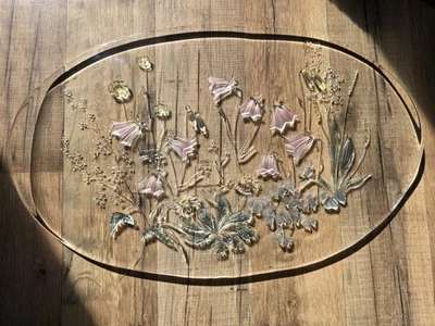 Овальный сервировочный поднос Cinderella из цветочного стекла 16,5 x 10,5 дюйма Savoir Vivre - Изображение 1 из 4