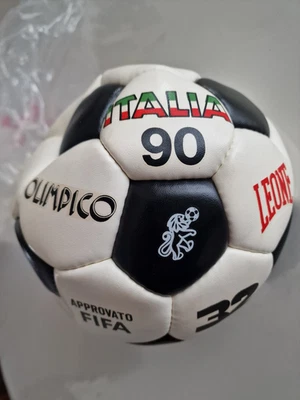PALLONE BALL VINTAGE DA CALCIO LEONE OLIMPICO ITALIA 90 TAGLIA 5  + BUSTA BAG - Immagine 1 di 4