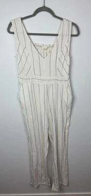 Mono Melloday Mezcla de Lino Sin Mangas a Rayas Blanco Talla Grande Foto 1 de 4