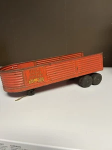 Vintage Structo Red Semi Trailer Pressed Steel USA 13" Long Tandem Axles - Picture 1 of 1