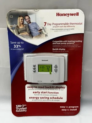 Honeywell 7-Day Programmable Thermostat Temperature Control RCT8103A-White - Image 1 of 3