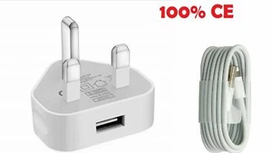 Schnell & schnell CE Ladegerät Stecker & Datenkabel für iPhone 5 6 7 8 x XR 11 12 SE - Bild 1 von 9