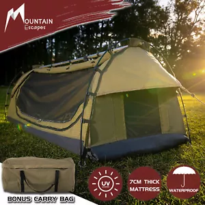 Double Air Swag Camping Swags Dome Tent Free Standing Canvas Dome Hiking Deluxe - Picture 1 of 22