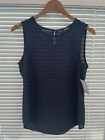 Dkny Donna Karen Navy Blue Sheer Tank Vest Top Xs New With Tags