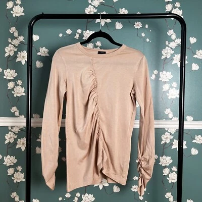 Camiseta Joseph Drapeada Talla 6 UK 2US XS Acanalada Beige Diseñador Lujo Grapa Foto 1 de 4