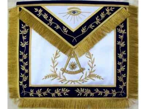 Handbestickte Freimaurer Past Master Schürze blau Mason Apron mit goldenem Barren - Bild 1 von 1