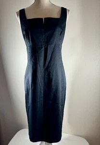Y2K LIZ CLAIBORNE DRESS Black Sleeveless Cotton Sheath Fully Lined Size 12 - Picture 1 of 17