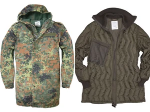 Parka con cappuccio esercito tedesco con fodera originale mimetico cot. giacca - Foto 1 di 7