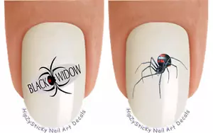 Nail Art 2121 TIER schwarze Witwe Spinnen gruselig Wasserrutsche Nagelaufkleber Transfers - Bild 1 von 3