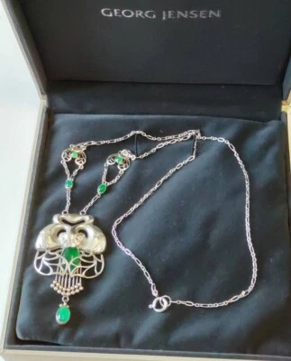 Colgante de ley GEORG JENSEN #1 con ágata verde 110 aniversario Foto 1 de 4