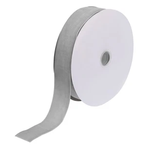 Samtband 1 1/2 Zoll x 25 Yard einseitige Spule seidig zum Selbermachen hellgrau - Bild 1 von 5