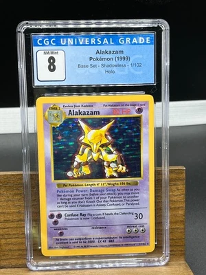 CGC 8 Alakazam 1999 Base Set 1/102 Shadowless Holo Pokemon Card - Image 1 of 2