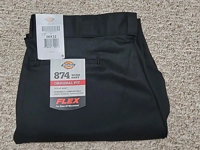 Pantalones de trabajo Dickies 874 Flex para hombre 38x32 negros ajuste original nuevos con etiquetas Foto 1 de 4