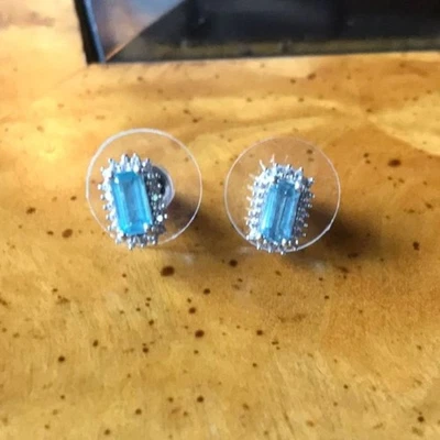 Pendientes de plata de ley de cianita natural Foto 1 de 4